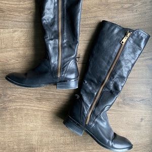 Black Leather Knee-High Boots